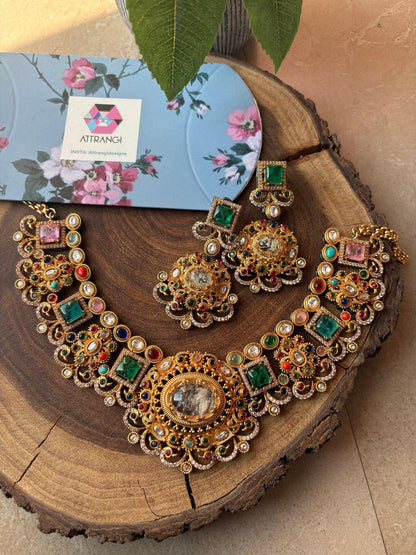 Harota Sabhya Navratna Necklace Set | GemZ