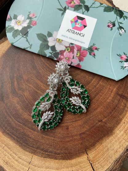 Floral Galaxy Overlay Diamond on Rose Cut Emerald Set
