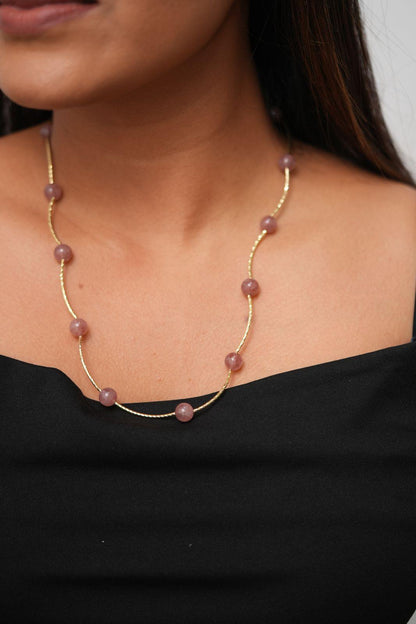 Crystal Blush Stretchable Gold Wired Necklace | Western