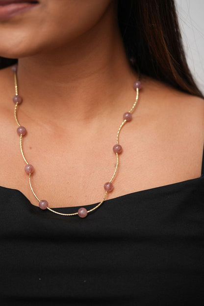 Crystal Blush Stretchable Gold Wired Necklace | Western
