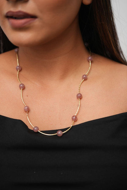Crystal Blush Stretchable Gold Wired Necklace | Western