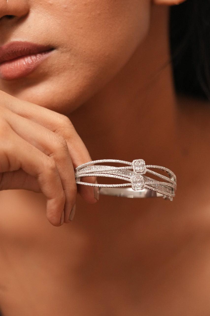 Amoora Diamond Baguette Overlay Bracelet