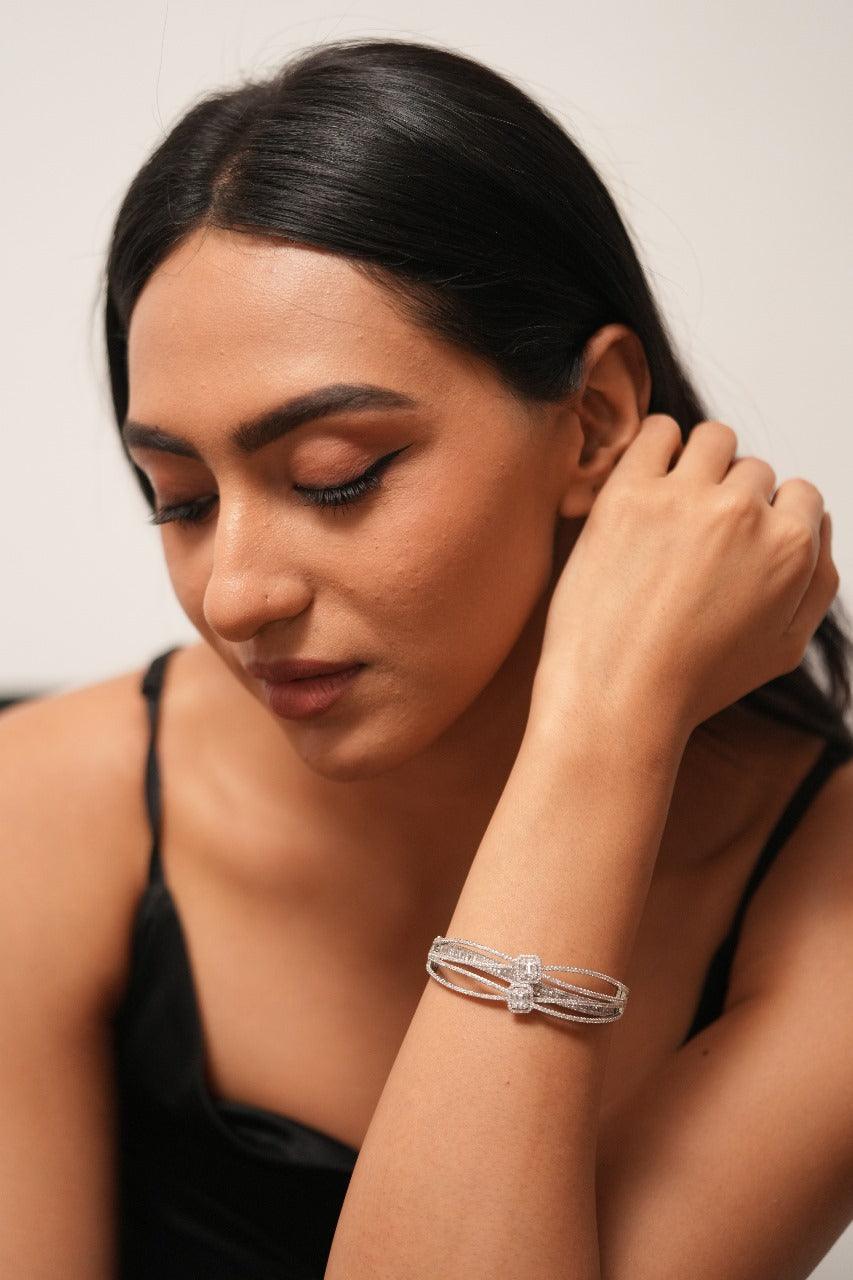 Amoora Diamond Baguette Overlay Bracelet