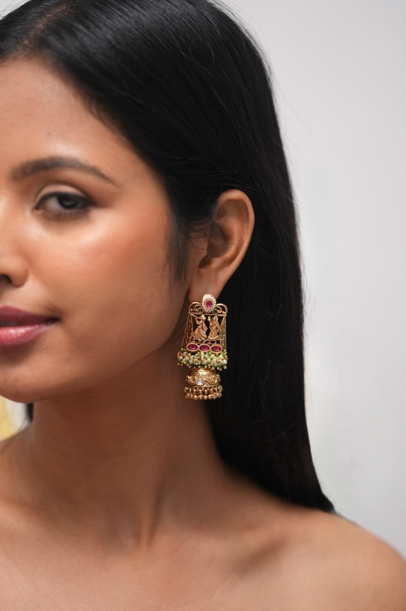 Shehnaaiya Gold Earrings with Jhumki Drop | Sone pe Suhaga Collection
