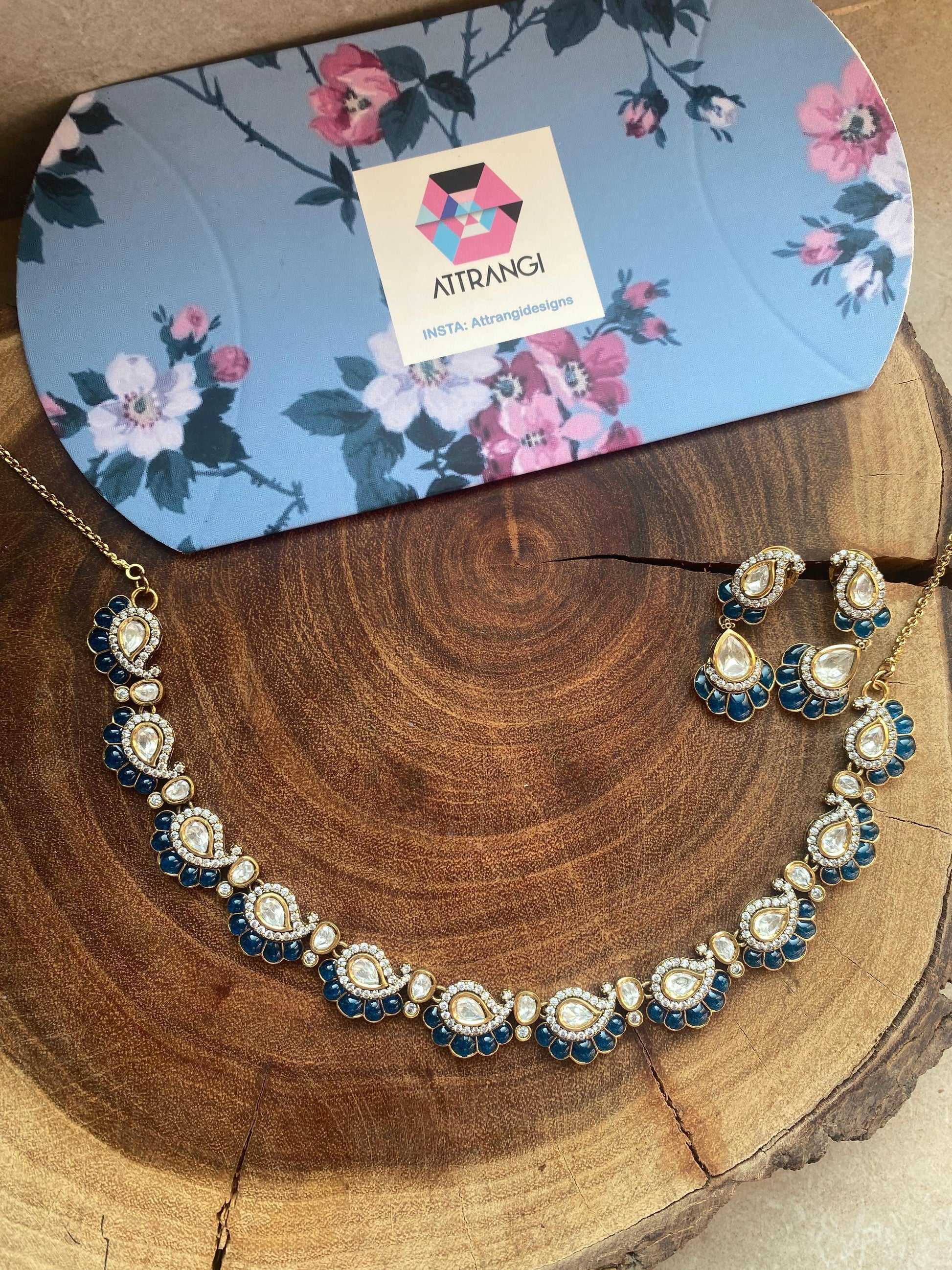 Leela Moissanite Polki Necklace / Choker Set