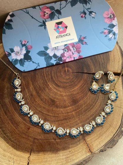 Leela Moissanite Polki Necklace / Choker Set