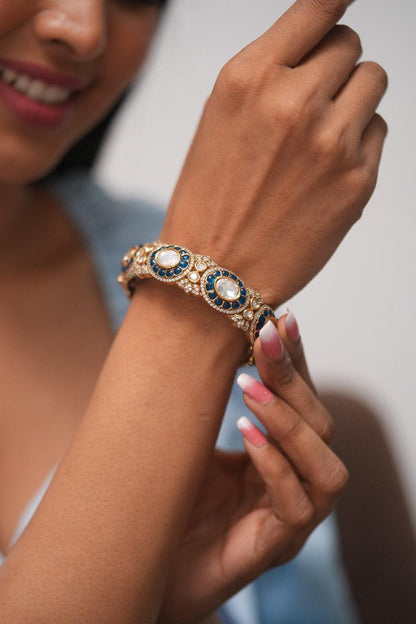 Draupadi Moissanite Polki Rich Mid-Thick Kada | Next To Real