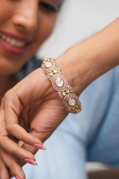Draupadi Moissanite Polki Rich Mid-Thick Kada | Next To Real