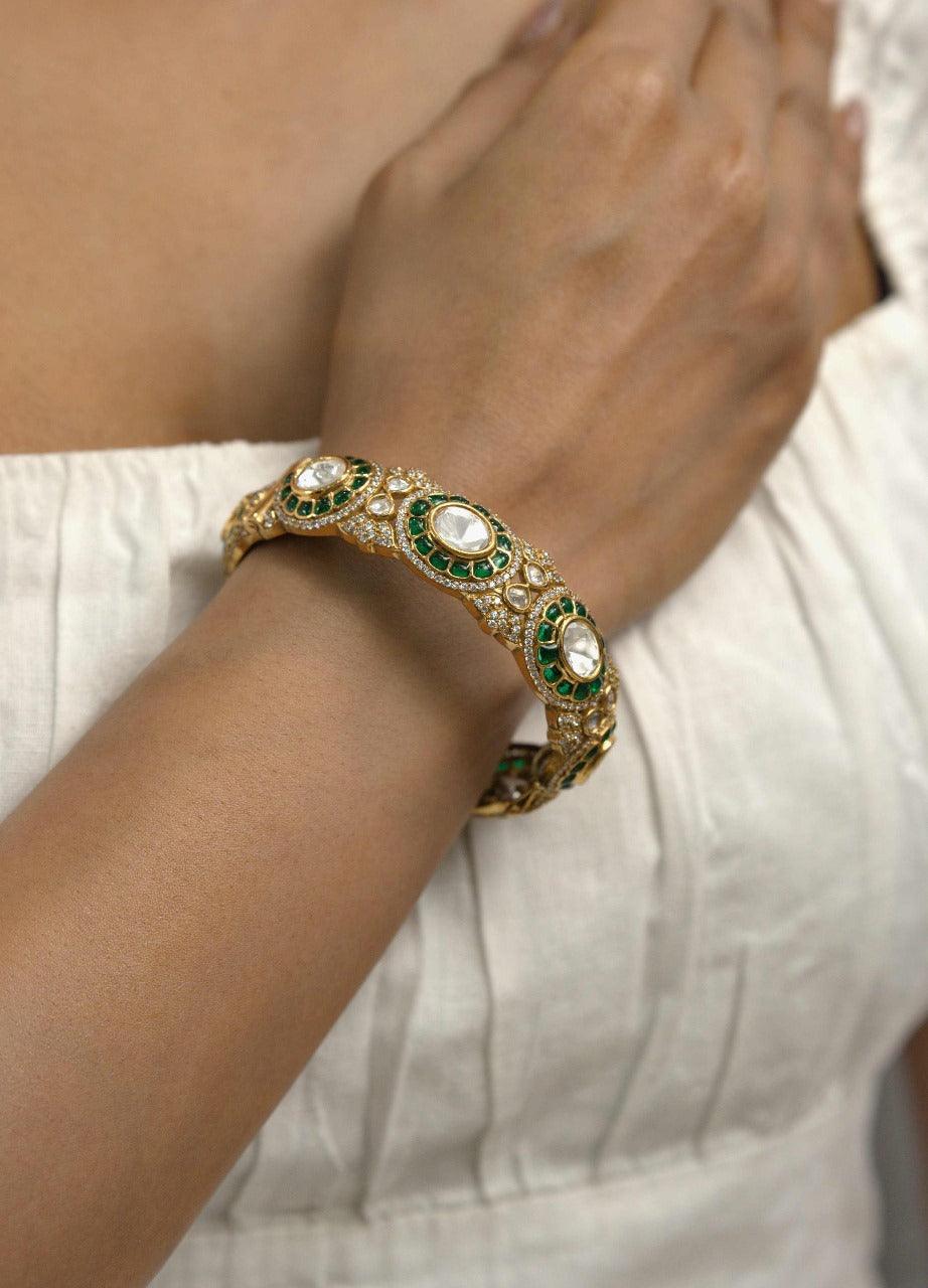 Draupadi Moissanite Polki Rich Mid-Thick Kada | Next To Real
