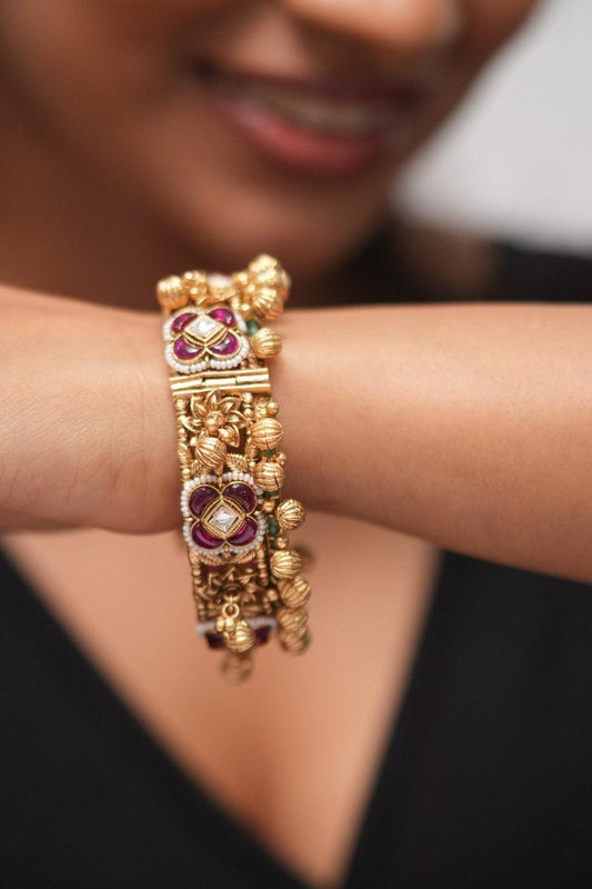 Gold Ruby Jaanki Bangle  | Sone Pe Suhaga Collection