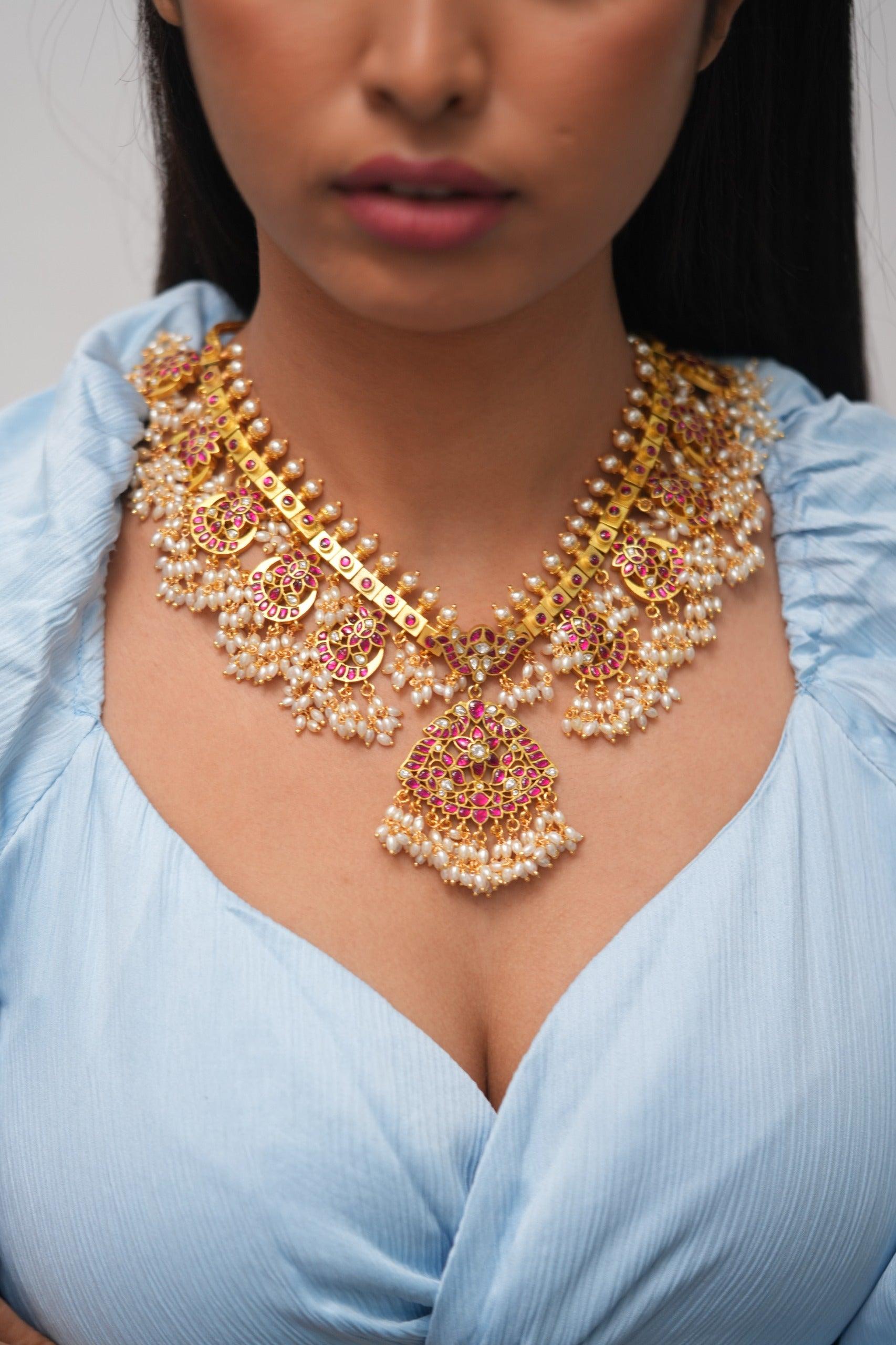 Jeevitha South Indian Guttapusalu Necklace | Kemp Katha ~ Rich Temple Jewellery