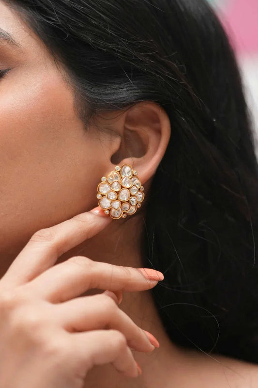 Mozi Moissanite Polki Statement Indian Studs