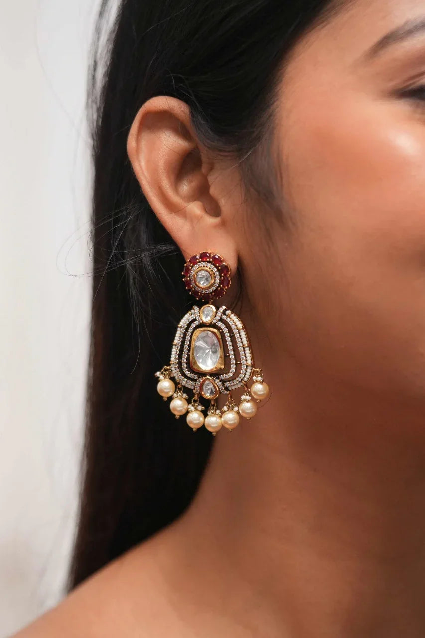 Fuljhadi Indian Mid Sized Moissanite Earrings