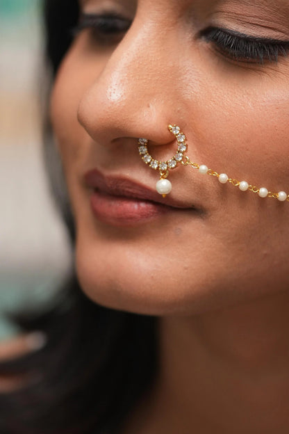 Gracy Small Diamond Nath with Pearl Drop