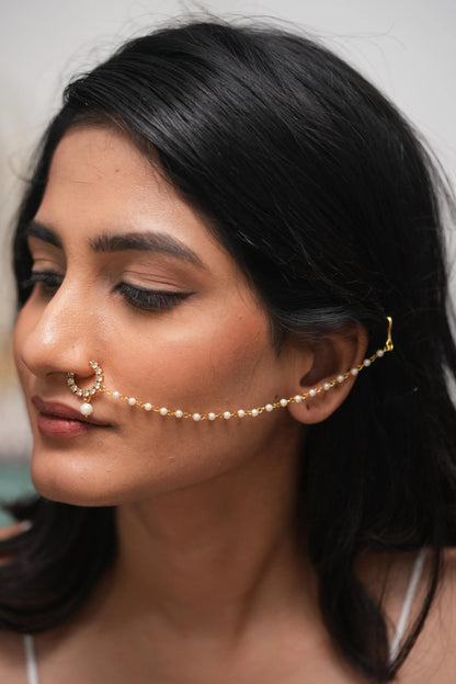 Gracy Small Diamond Nath with Pearl Drop
