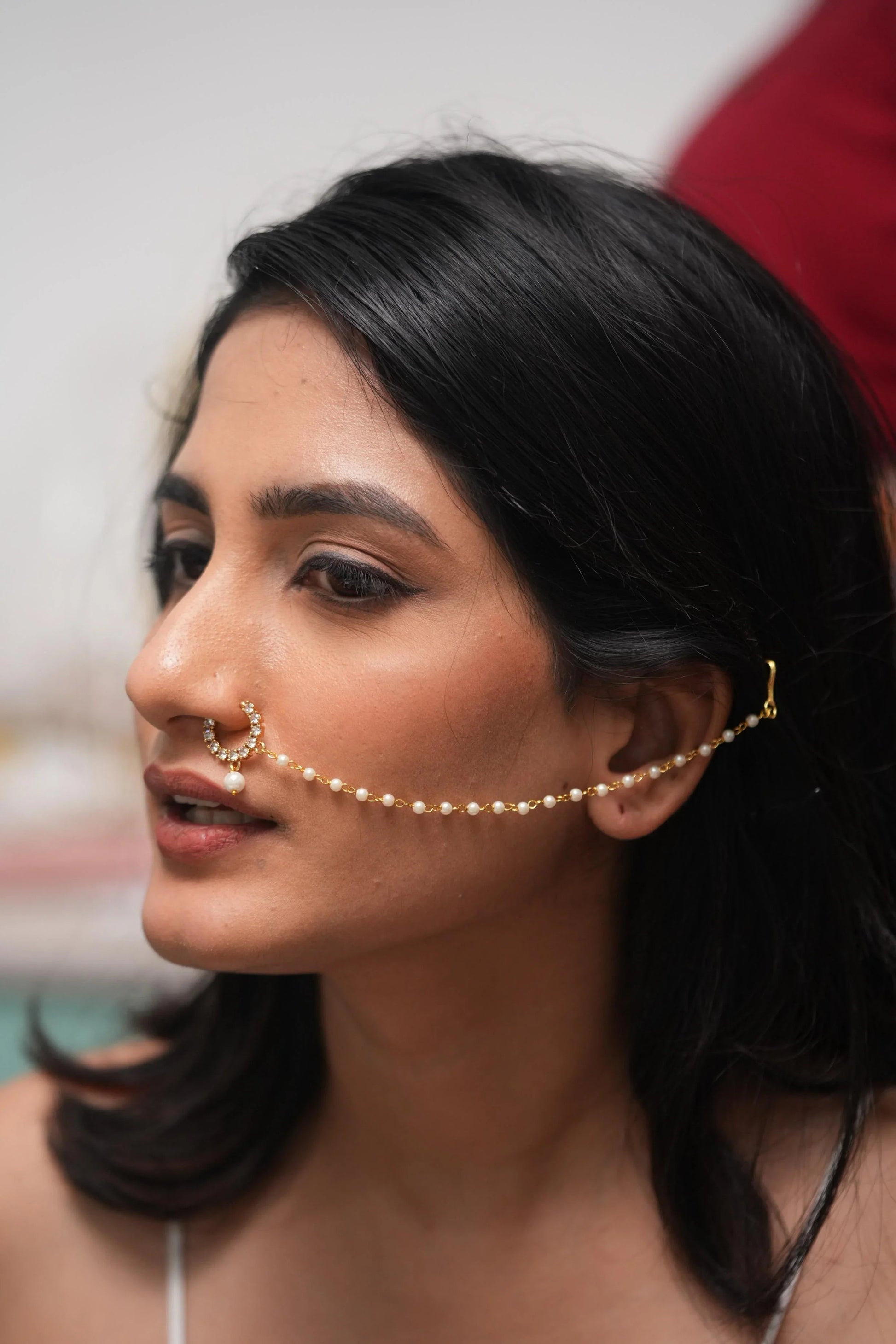 Gracy Small Diamond Nath with Pearl Drop