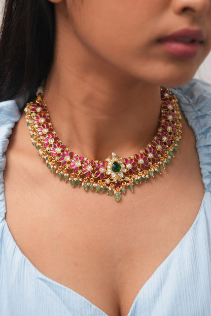 Harshini South Indian Necklace | Kemp Katha ~ Rich Temple Jewellery