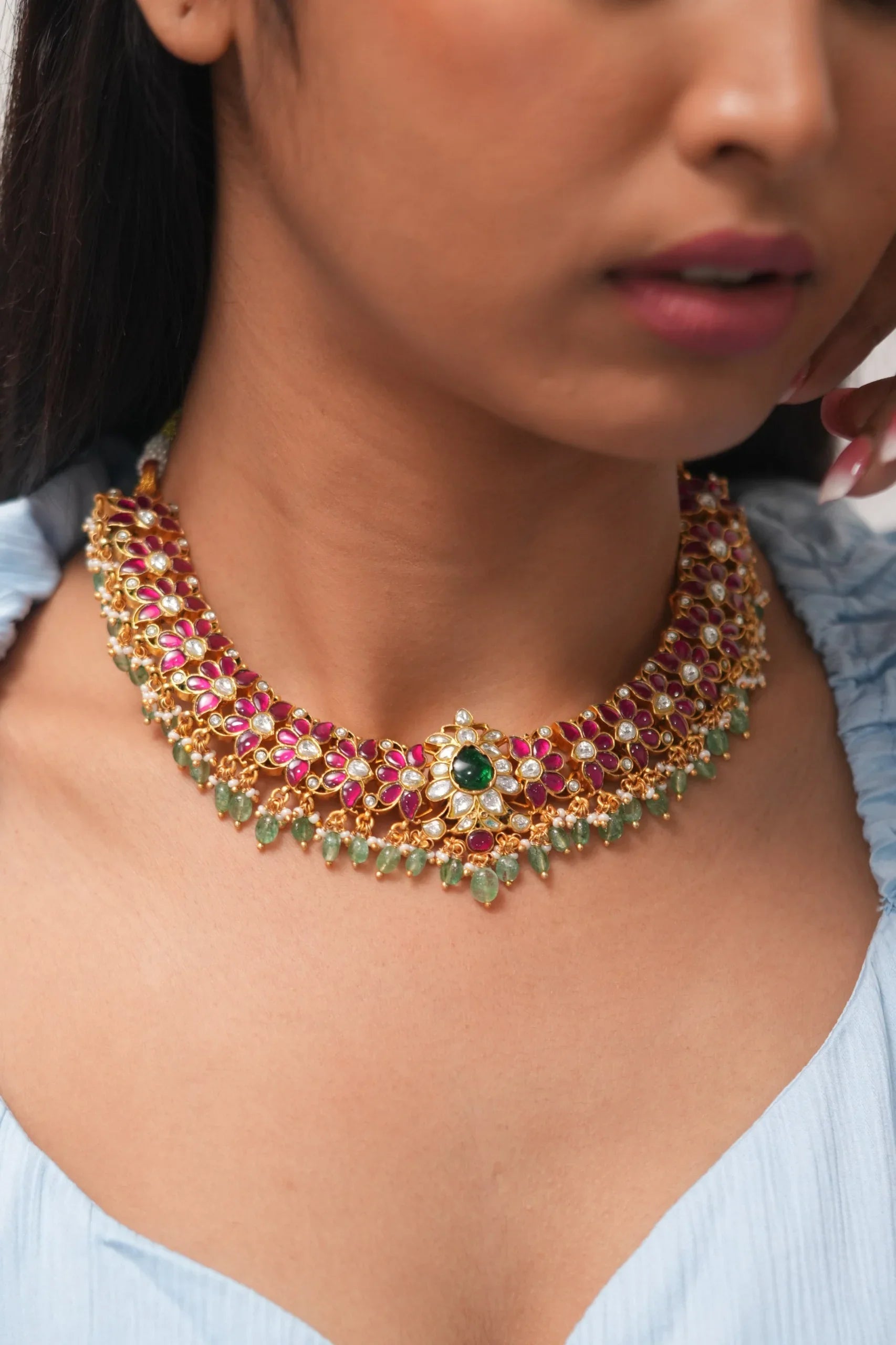Harshini South Indian Necklace | Kemp Katha ~ Rich Temple Jewellery