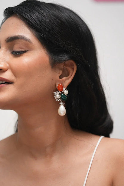 WildPlay Diamond Pearl Gemstone Earrings | GemZ Collection