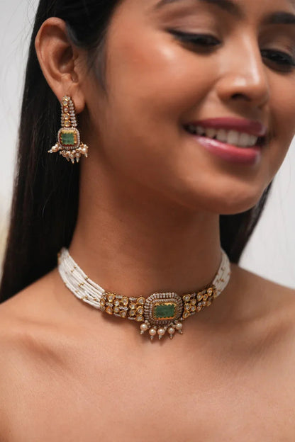 Yami Rich Moissanite Polki Choker Set