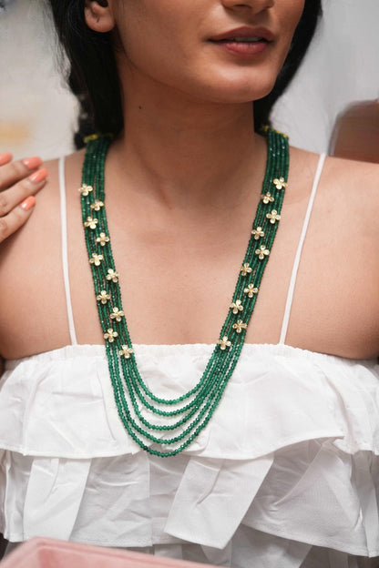 Crystals Pe Phool Indian Polki Necklace Set