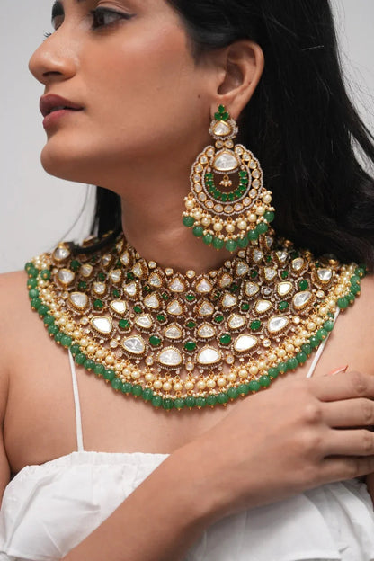 Bibi Moissanite Solid Big Bridal Oversized Set with Big Chandbalis