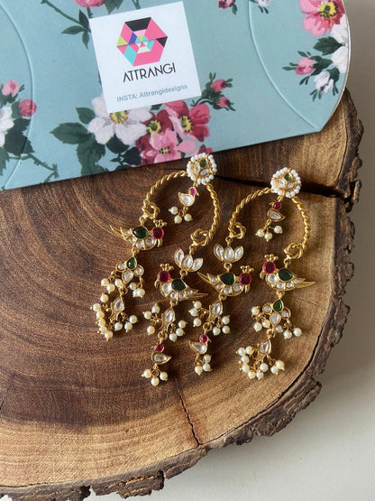 Chidiya Udd Long Polki Light weight Earrings