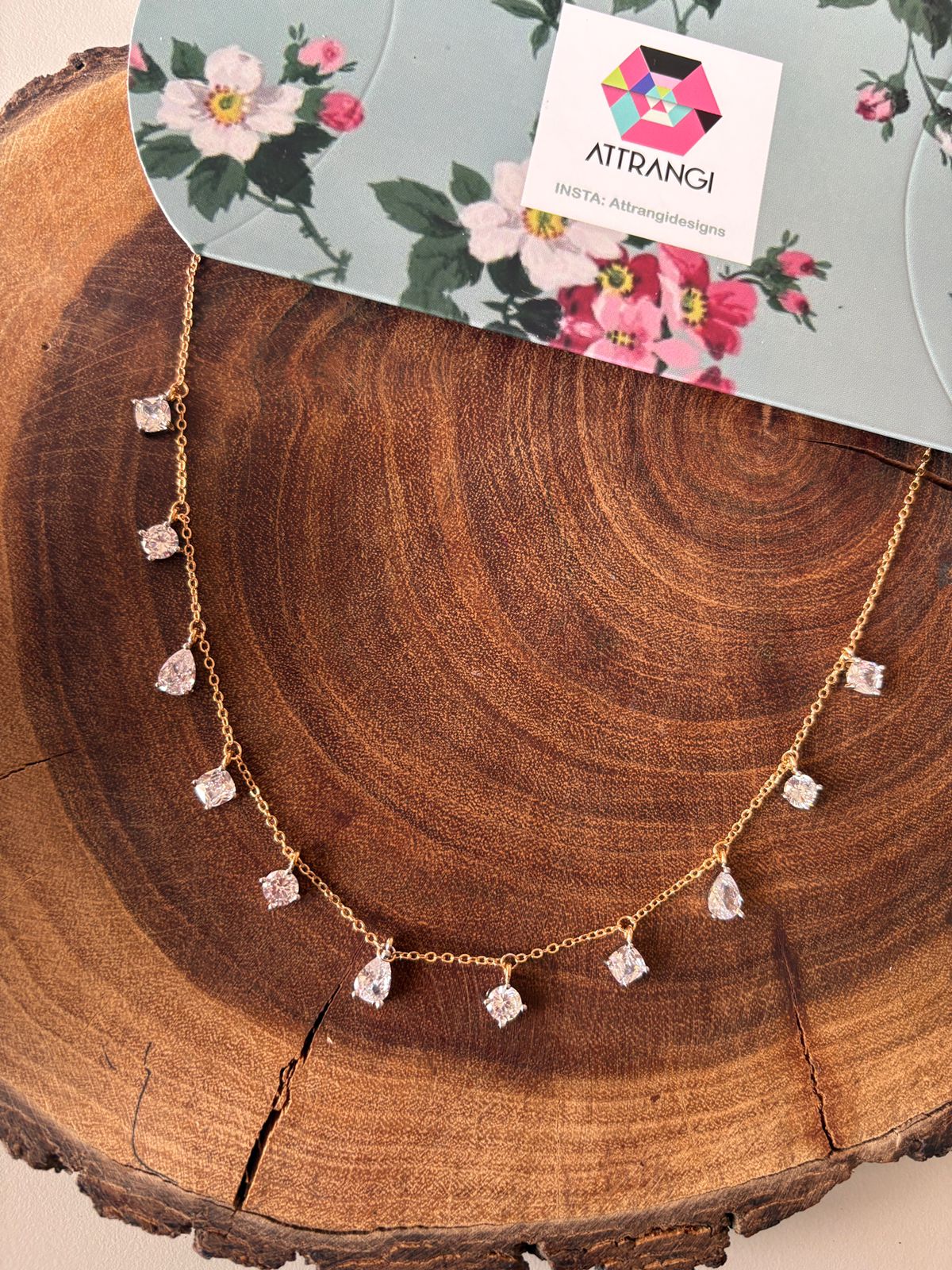 Multi Shaped Diamond Solitaire Dangling Necklace