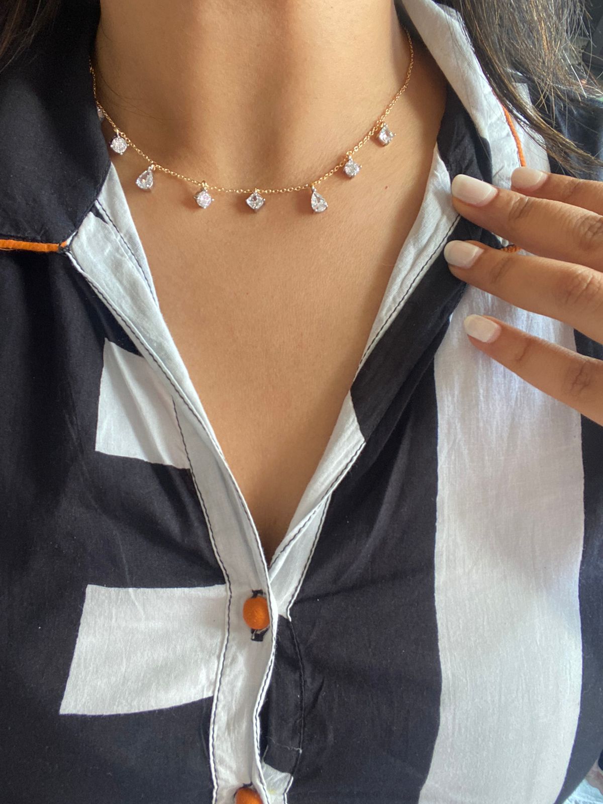 Multi Shaped Diamond Solitaire Dangling Necklace