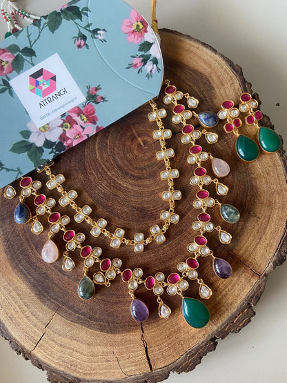 Akshita Double Layer Pastel Polki Multi Coloured Set| GemZ