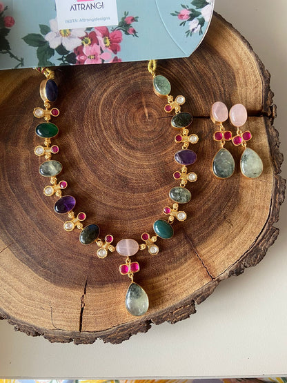 Classic Megha pastel Multicoloured Polki Set | GemZ