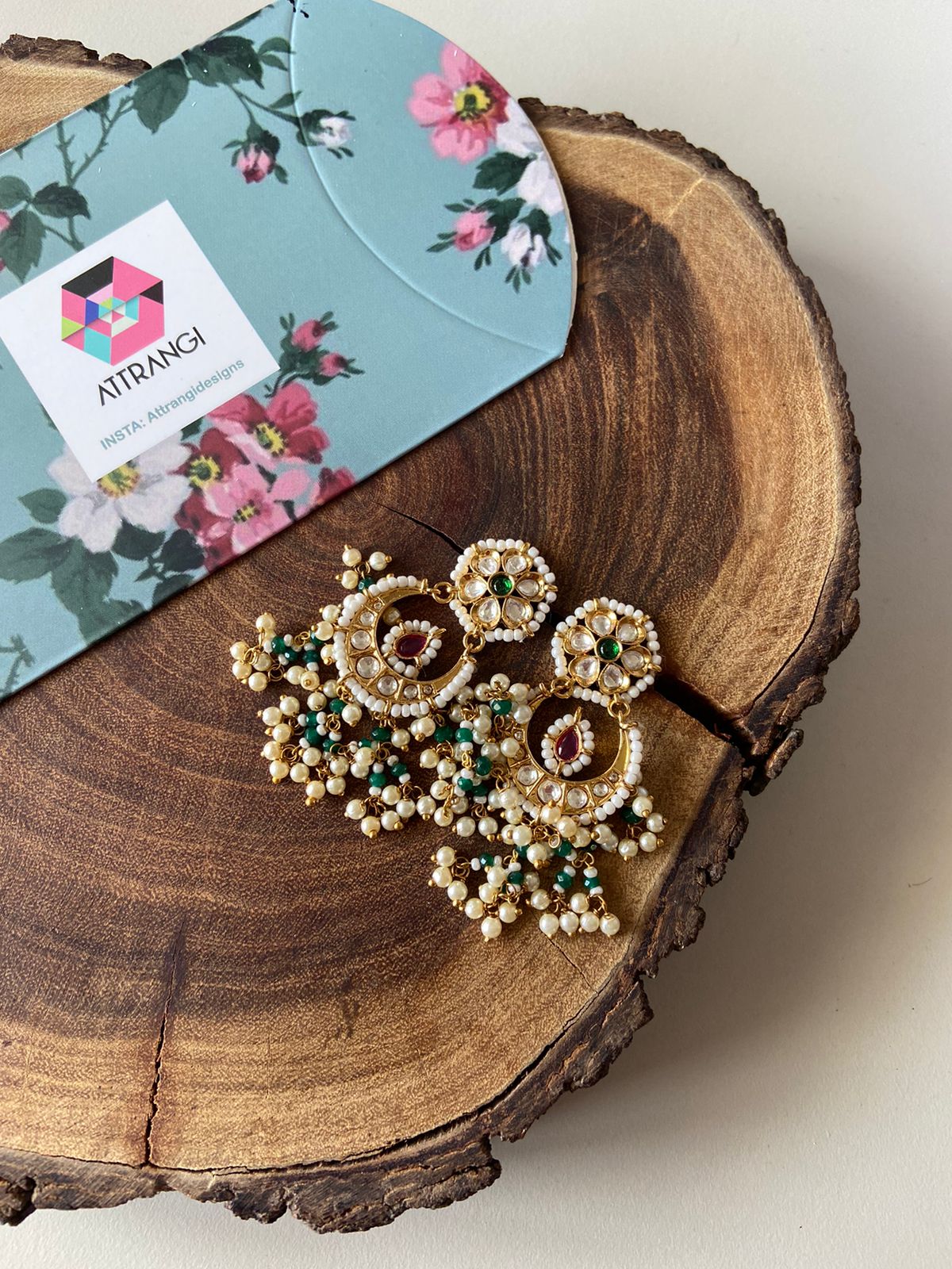 Mini Small Sized Polki Chandbali | Indian Earring