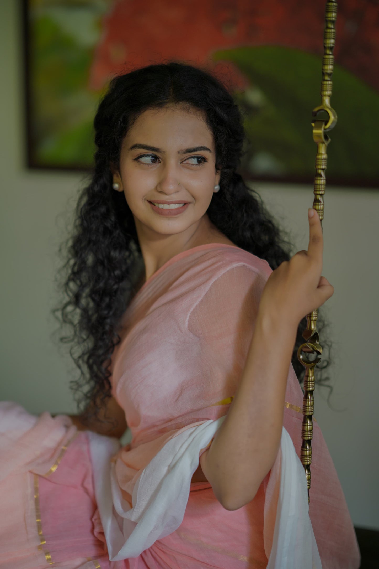 Woven Mul Cotton Handloom Saree - Pink Ombre
