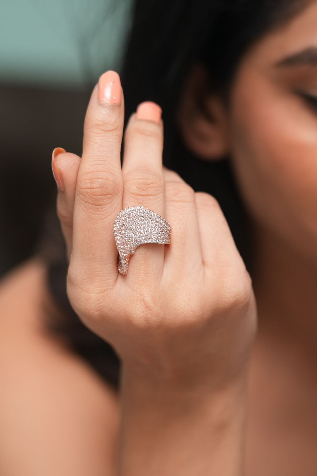 Twisted Wave Diamond Cocktail Ring