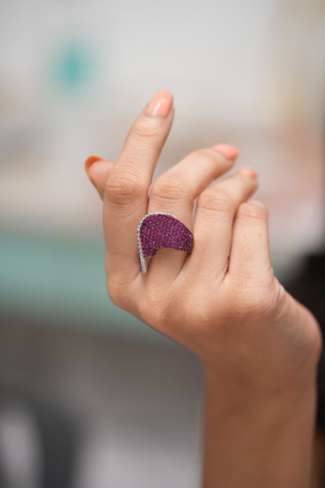 Twisted Wave Diamond Cocktail Ring