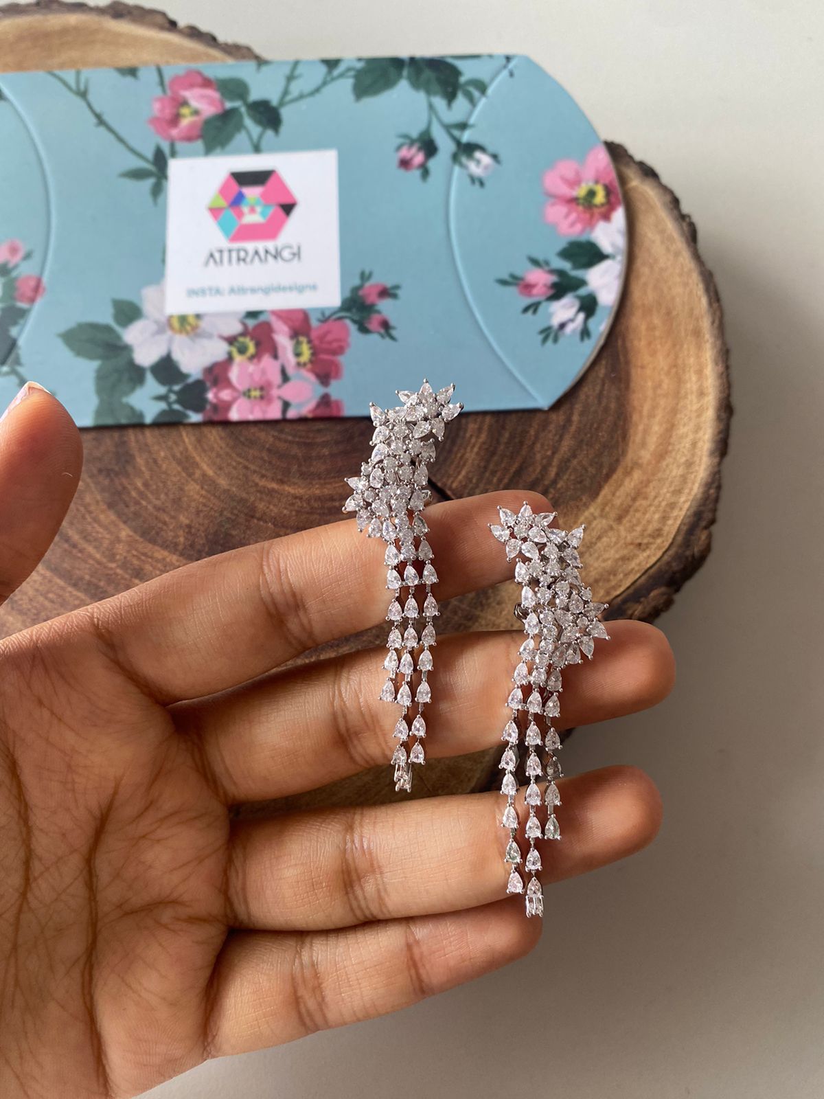 Diamond Pitara Delicate along Dangler Earrings