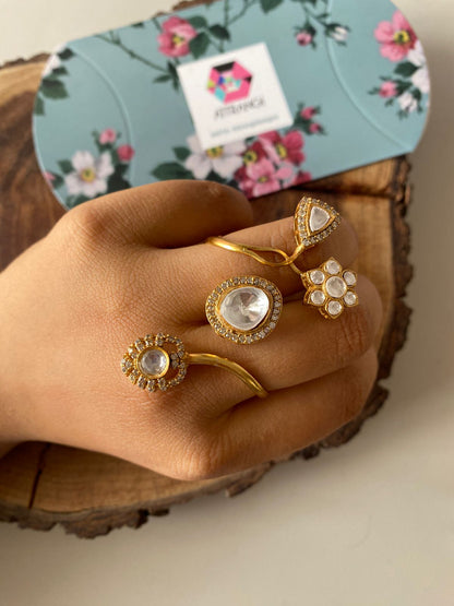 Katha Floral Polki Statement Indian Ring
