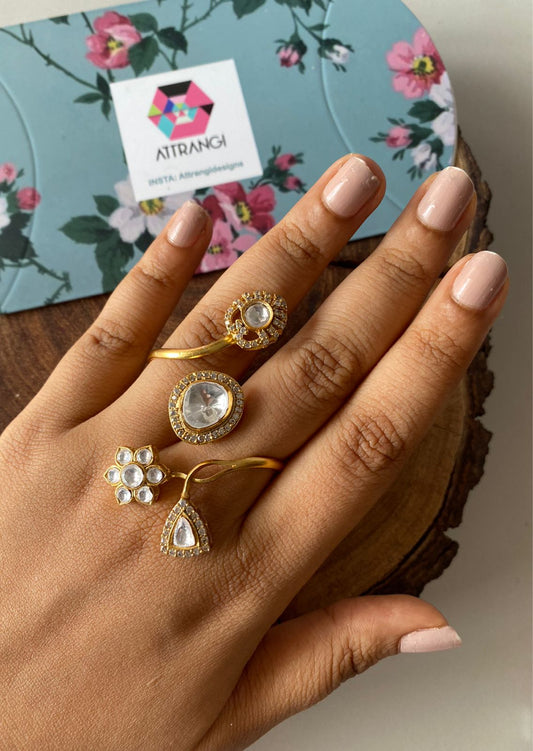 Katha Floral Polki Statement Indian Ring
