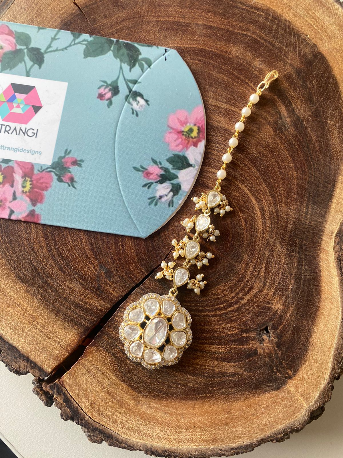 Sunita Moissanite Heavy Uncut Diamond Choker Set With Tika