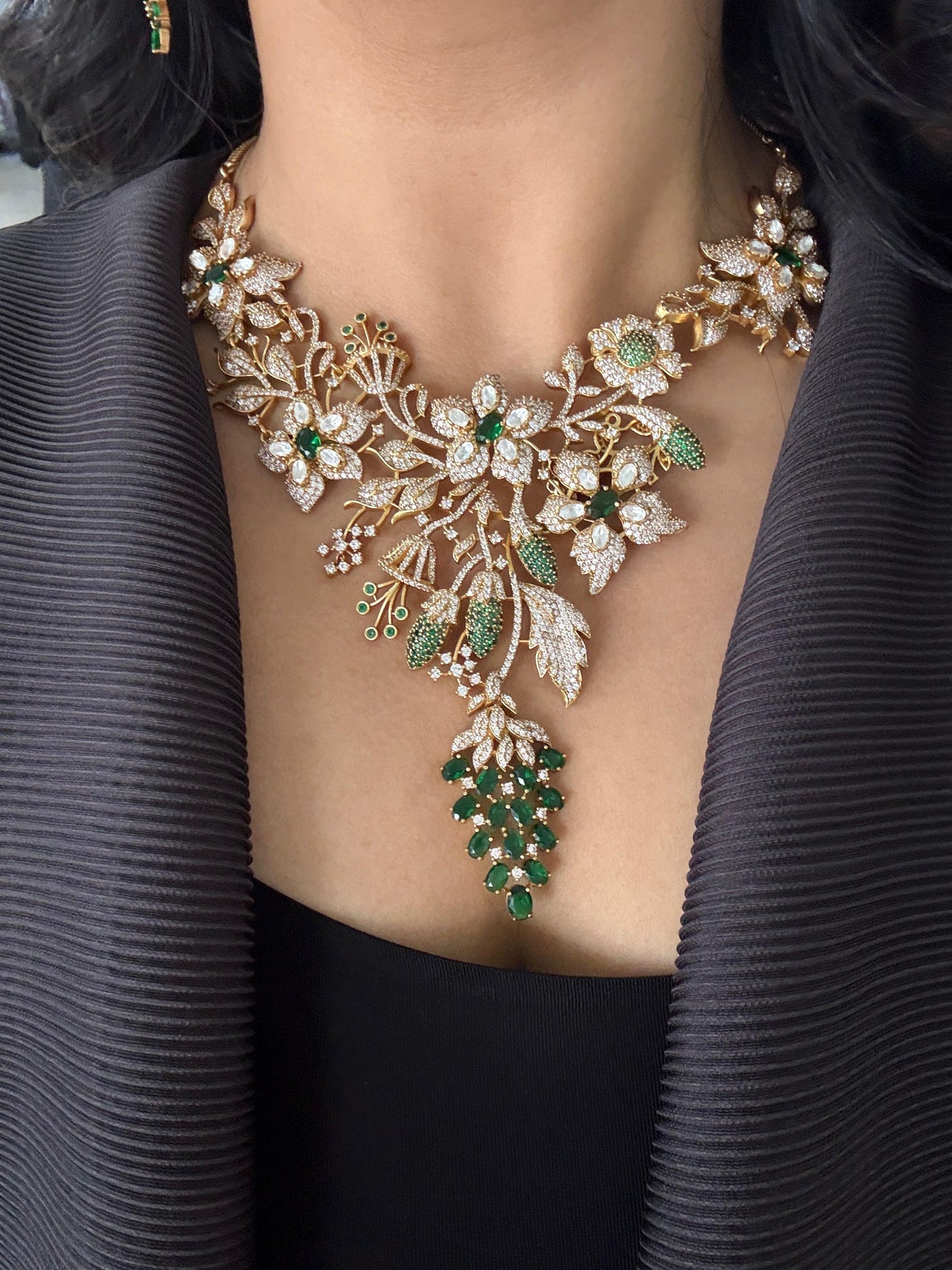 Enchanted Baagh Polki Fusion Indian Diamond Set