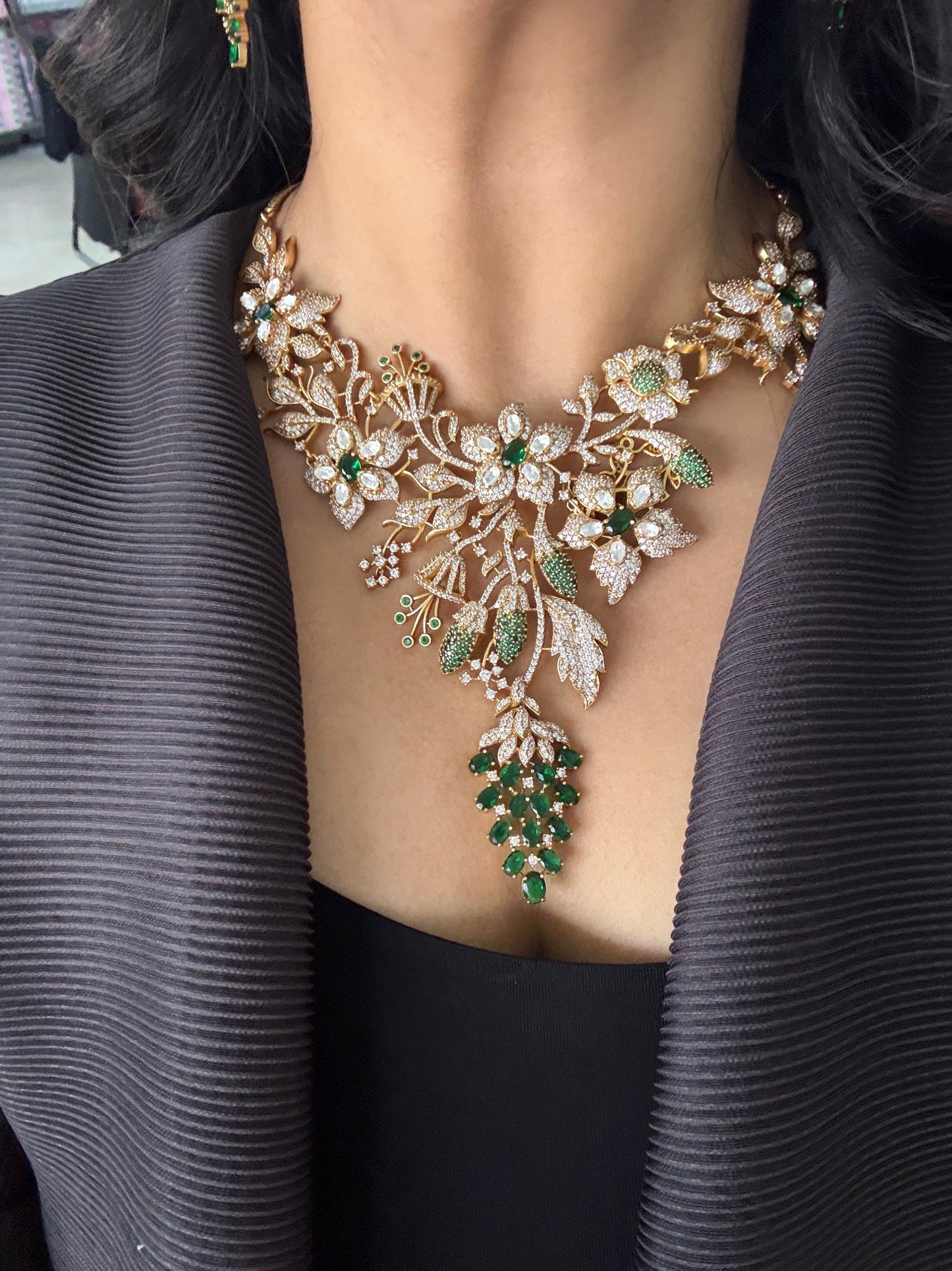 Enchanted Baagh Polki Fusion Indian Diamond Set