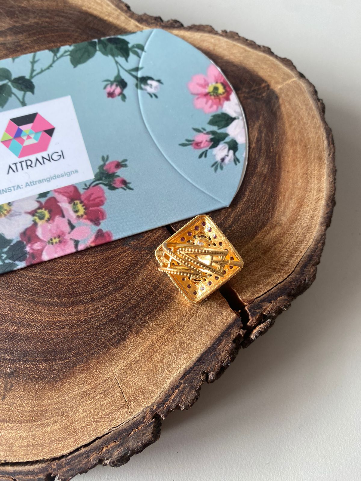 Niharika Polki Ruby Emerald Ring | Adjustable | Sone Pe Suhaga