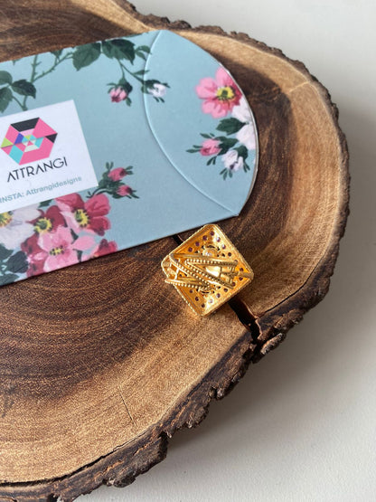 Niharika Polki Ruby Emerald Ring | Adjustable | Sone Pe Suhaga
