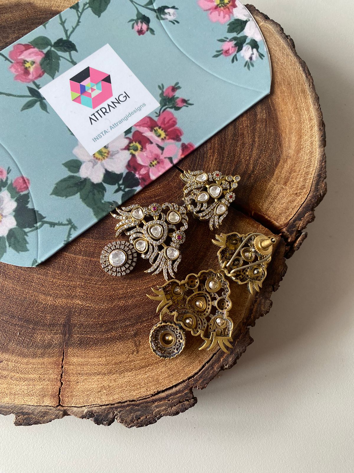 Birdichant Polki Long Victorian Indian Earrings