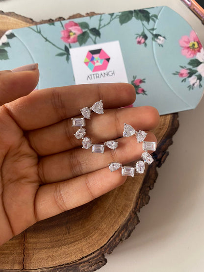 Crescent Multi Soltiaire Diamond Studs | 30 cent