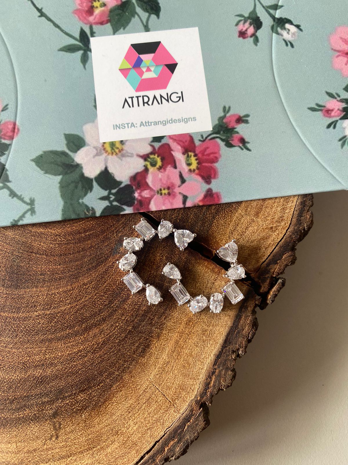 Crescent Multi Soltiaire Diamond Studs | 30 cent
