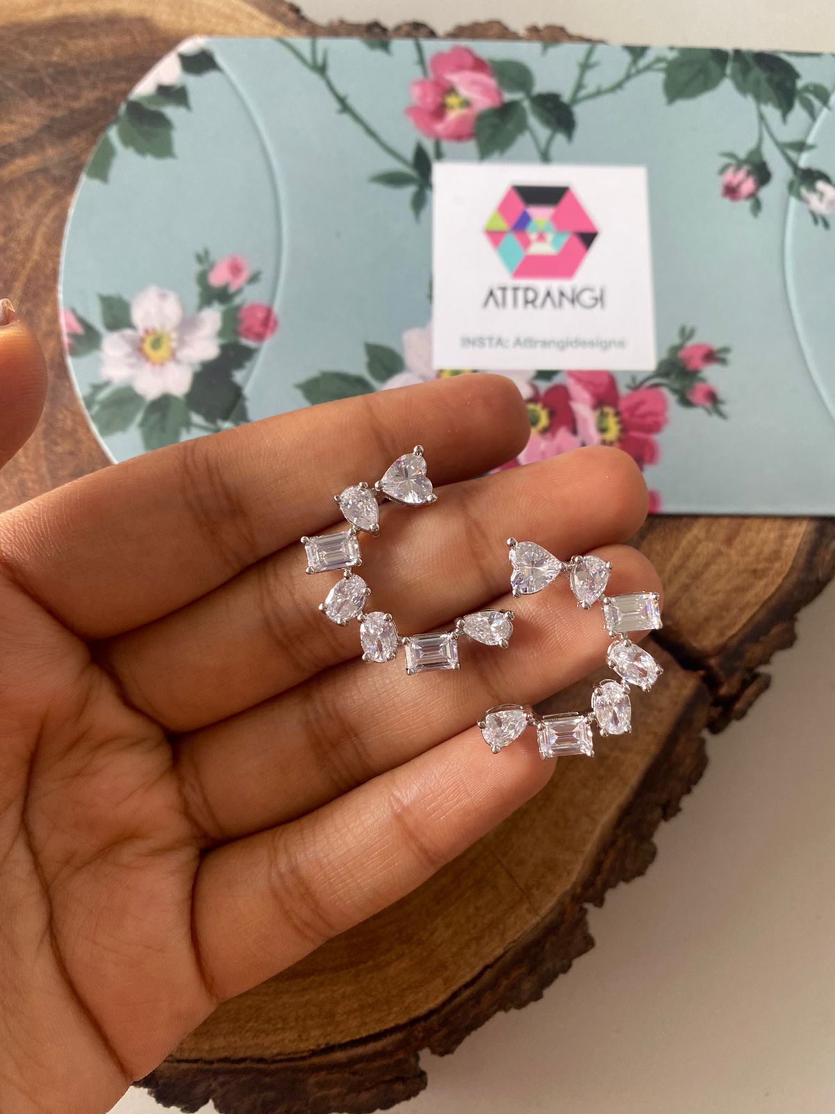 Crescent Multi Soltiaire Diamond Studs | 30 cent