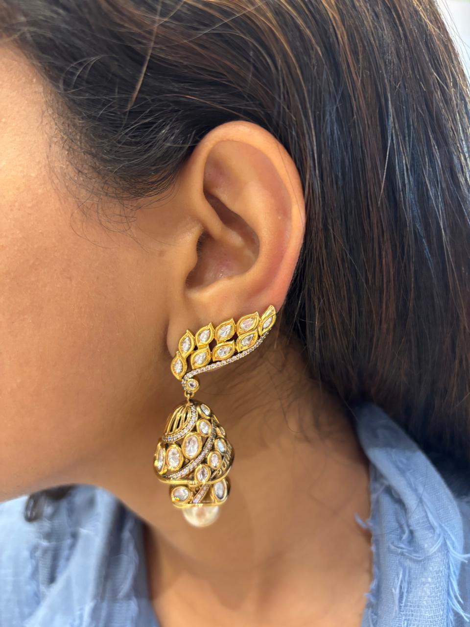 Durga 2 Layer Moissanite Cuff Jhumki