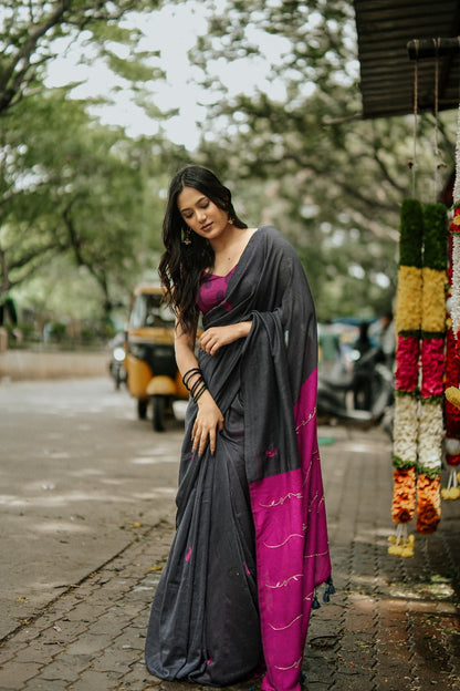Mul Cotton Cut dana Hand Embroidered Dark Rose