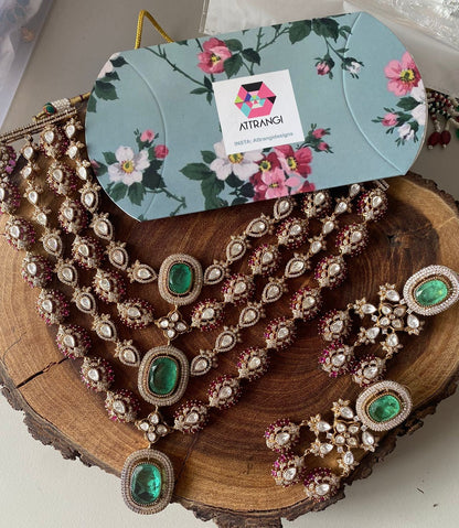 Shivani Polki Fluorite 4 Layer Necklace Set